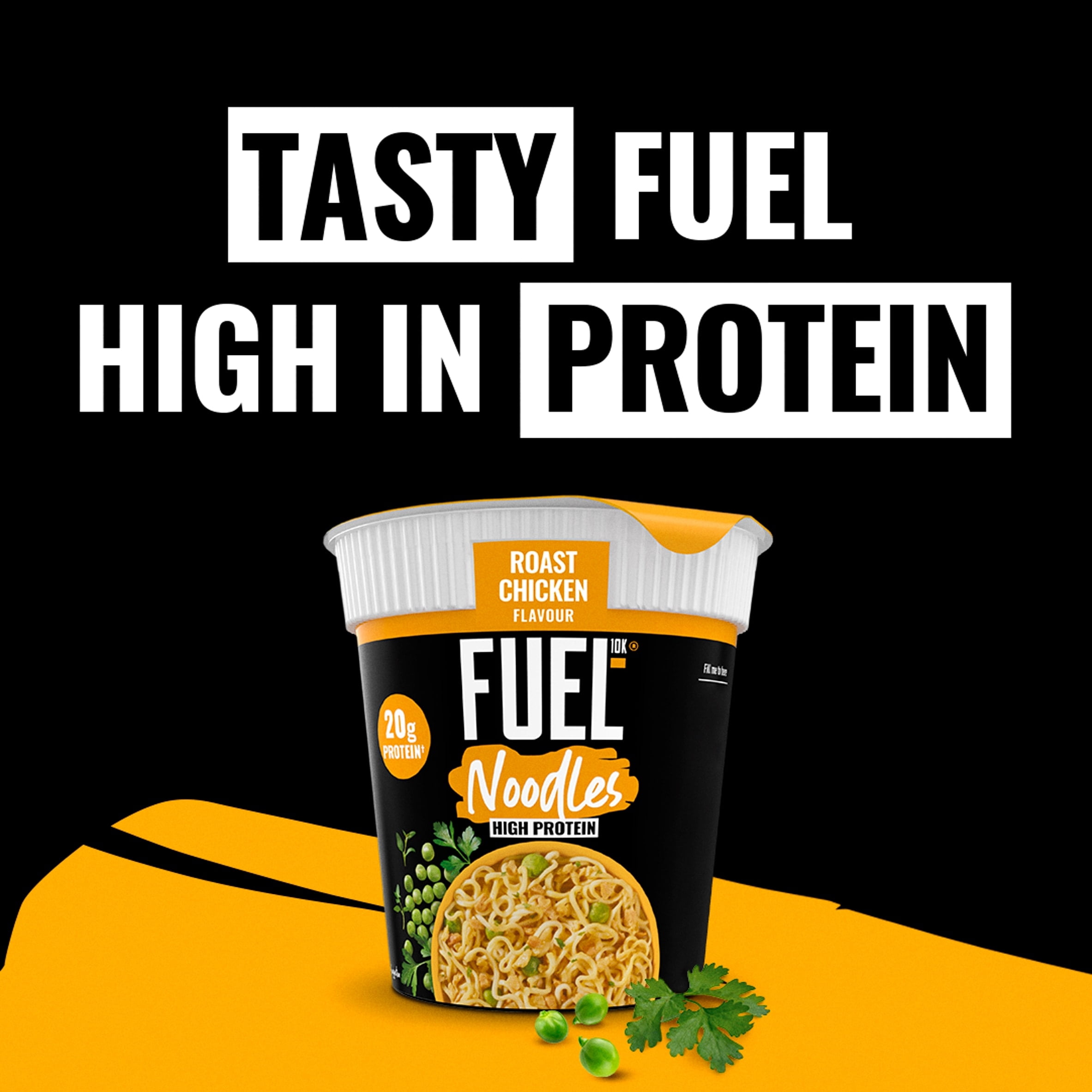FUEL10K High Protein Roast Chicken Instant Noodles Snack Pot 87g, Imported from Britain