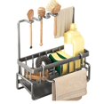 thumbnail image 1 of Hyasfey Kitchen Sink Caddy Sponge Holder with Drain Tray Rustproof Corrosion Resistant Easy to Install Towel Holder Brush Drainer Rack Kitchen Organizer, 1 of 8