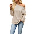 thumbnail image 6 of Wevis Round Neck Knit Autumn Pullover for Women Long Sleeve Basic Casual Tops Casual Loose Sweater, 6 of 7