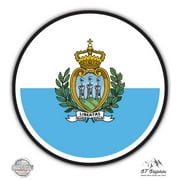 San Marino Flag - 3" Vinyl Sticker - For Car Laptop I-Pad Phone Helmet Hard Hat - Waterproof Decal