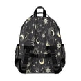thumbnail image 3 of Black Sun Moon Star Pattern Backpack for School,Cute School Bag,Schoolbag with Adjustable Shoulder Straps & Padded Back,15.25"x11.5"x5.25", 3 of 5