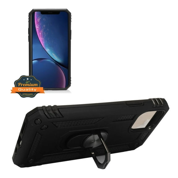 Apple iPhone 11 PRO MAX Phone Case Hybrid 360° Ring Stand Armor Shockproof Dual Layers TPU & PC 2 in 1 Protection Holder with Ring Kickstand for Magnetic Car Mount Cover BLACK for iPhone 11 Pro Max