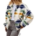 thumbnail image 3 of Jackets for Women Fuzzy Fleece Zip Up Jacket Fall Winter Oversized Long Sleeve Floral Print Casual Warm Coats Green M, 3 of 9