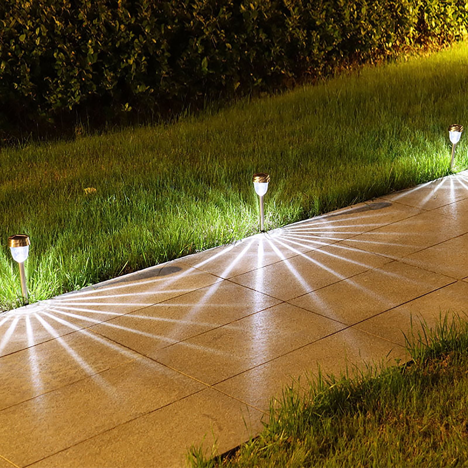 Vacemry Stainless Steel Solar Lights, 6-Pack Outdoor Solar Powered Garden Lights with Steel Lampshade, Waterproof LED Pathway Lights for Patio, Yard, and Walkway, Automatic On/Off
