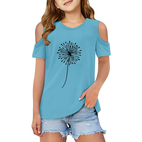 ibiyuan Todder Girls Shirt Short Sleeve Shirts Girls T Shirts Size 14-16 Cute Graphic Girl Tops Size 7-8 Crew Neck Basic Tee Soft Kids Cotton Summer Top,3-4Years