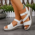 thumbnail image 4 of Rokment Women's Orthopedic Walking Sandals with Arch Support Comfortable Stylish Casual Leather Platform Wedge Orthotic Beach Summer Dressy Shoes White Size 7.5, 4 of 9