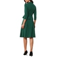 thumbnail image 3 of Conjuntos de traje de falda inspiradores y elegantes para mujeres, 2 piezas, oficina, chaqueta de blazer de 3/4 de manga, faldas plisadas, S, verde oscuro, 3 of 5