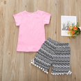 thumbnail image 1 of Vedolay Girl's Shorts Sets Toddler Girl Clothes Summer Outfits Square Neck Puff Short Sleeve T-Shirt Tops Short Sets,Pink 3-4 Years, 1 of 5