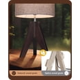 thumbnail image 2 of Lámpara de Mesa EDISHINE de Madera Nogal con Trípode y Pantalla de Lino 36 cm, 2 of 8