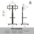 thumbnail image 2 of FITUEYES Rolling TV Floor Stand for 32 - 70Inch TVs,Tall Height Adjustable Mobile TV Stand for Bedroom, Corner, Dorm, Hold up to 88 lbs,with One Shelf,White, 2 of 7