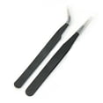 thumbnail image 1 of Flmtop 2Pcs Straight Curved Tweezers for Nail Art Eyelash Extension Nipper Picking Tool, 1 of 6