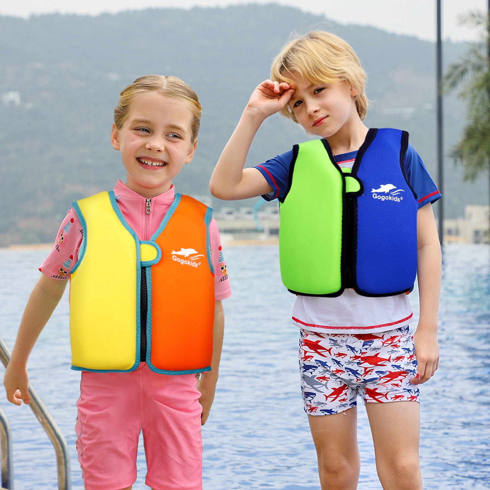 Gogokids Kids Swim Vest Life Jacket-Toddler Flotation Buoyancy Trainer Vests Swimming Aid Jacket for Boys/Girls Age 2-8 Years