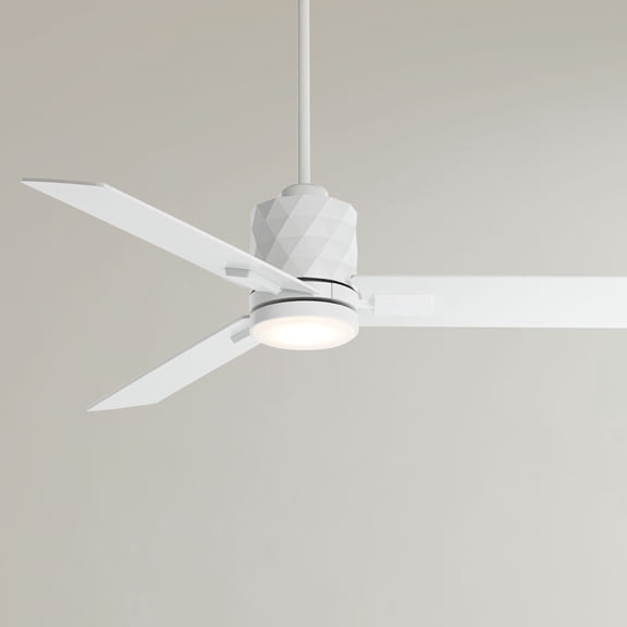 54" Casa Vieja Lex Matte White LED Ceiling Fan with Remote