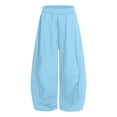 thumbnail image 2 of Girls' Winter Fleece Sweatpants Solid Color Elastic Waist Side Pockets Pleated Sports Trousers Cozy Warm Breathable Everyday Active Pants, 2 of 8