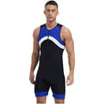 thumbnail image 5 of Raenseen Mens One Piece Swimsuit Bathing Swimming Suit Sleeveless Unitard Zipper Front Bodysuit Swim Blue XL, 5 of 9