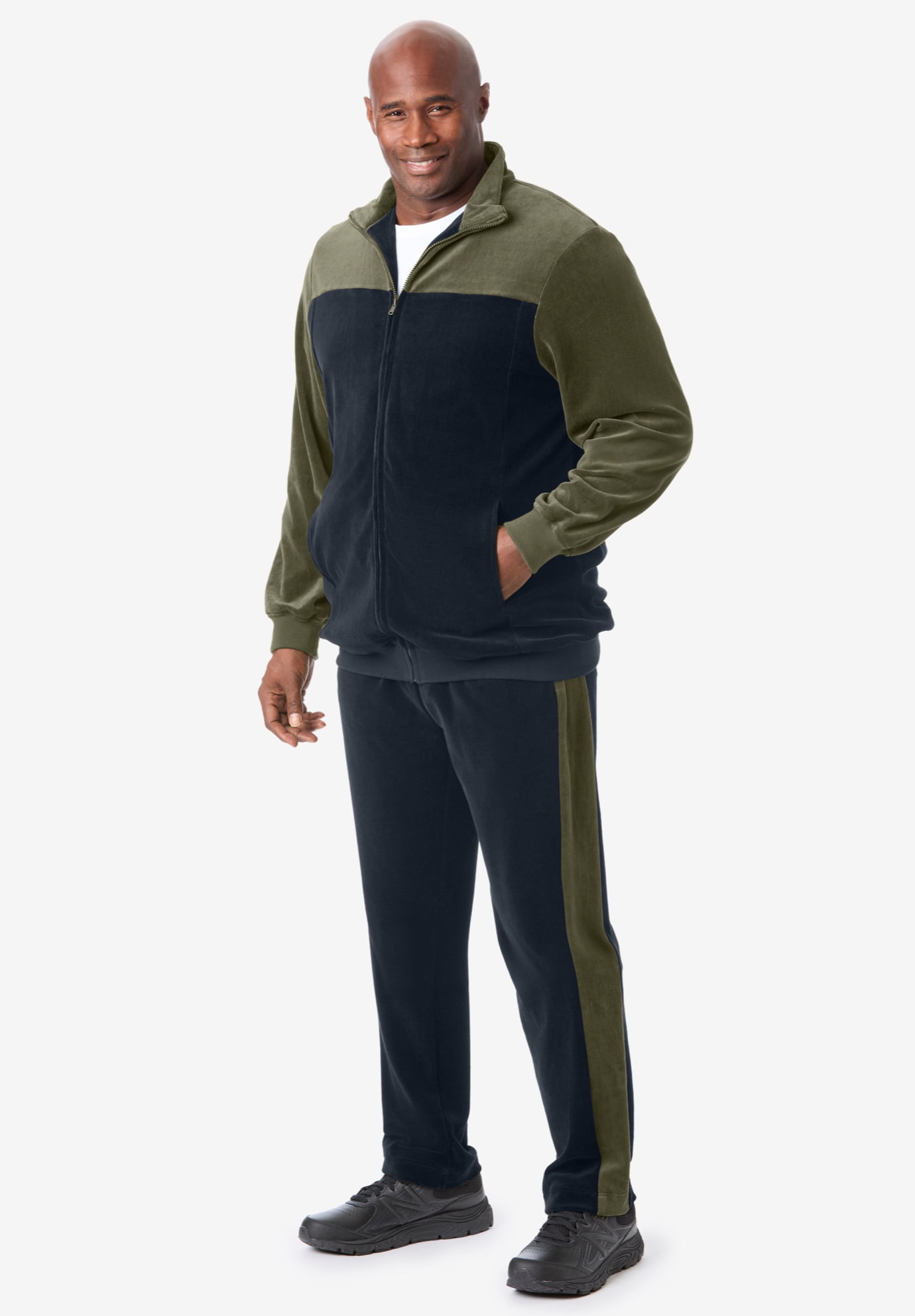 KingSize Men's Big & Tall Colorblock Velour Tracksuit