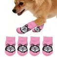 thumbnail image 2 of Pet Socks, Dog Socks 4-Pack, Non-Slip Grip Socks for Small Medium Dogs, Anti-Skid Pet Sleeves for Indoor Floor Traction, Paw Protectors, Washable, 2 of 7