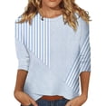 thumbnail image 3 of ZDNIXIAN Womens Long Sleeve Shirts ,Crew Neck Long Sleeve Casual Shirt, Loose Fit Mixed Stripe Pullover Top, Lightweight Relaxed Fit Daily Fashion Tunic, 3 of 6