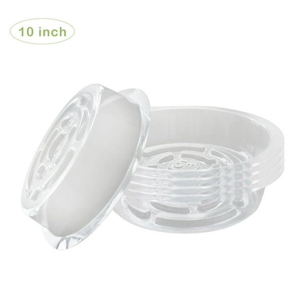 10" Thicken Plant Saucer, 5 Pack of Clear Plastic Saucers Drip Trays Sturdy Flower Pot Tray for Indoors & Outdoor Plants or Planter pots