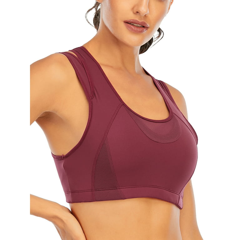 Womens Full Support High Impact Racerback Lightly Lined Underwire Sports  Bra Magenta Purple 40B