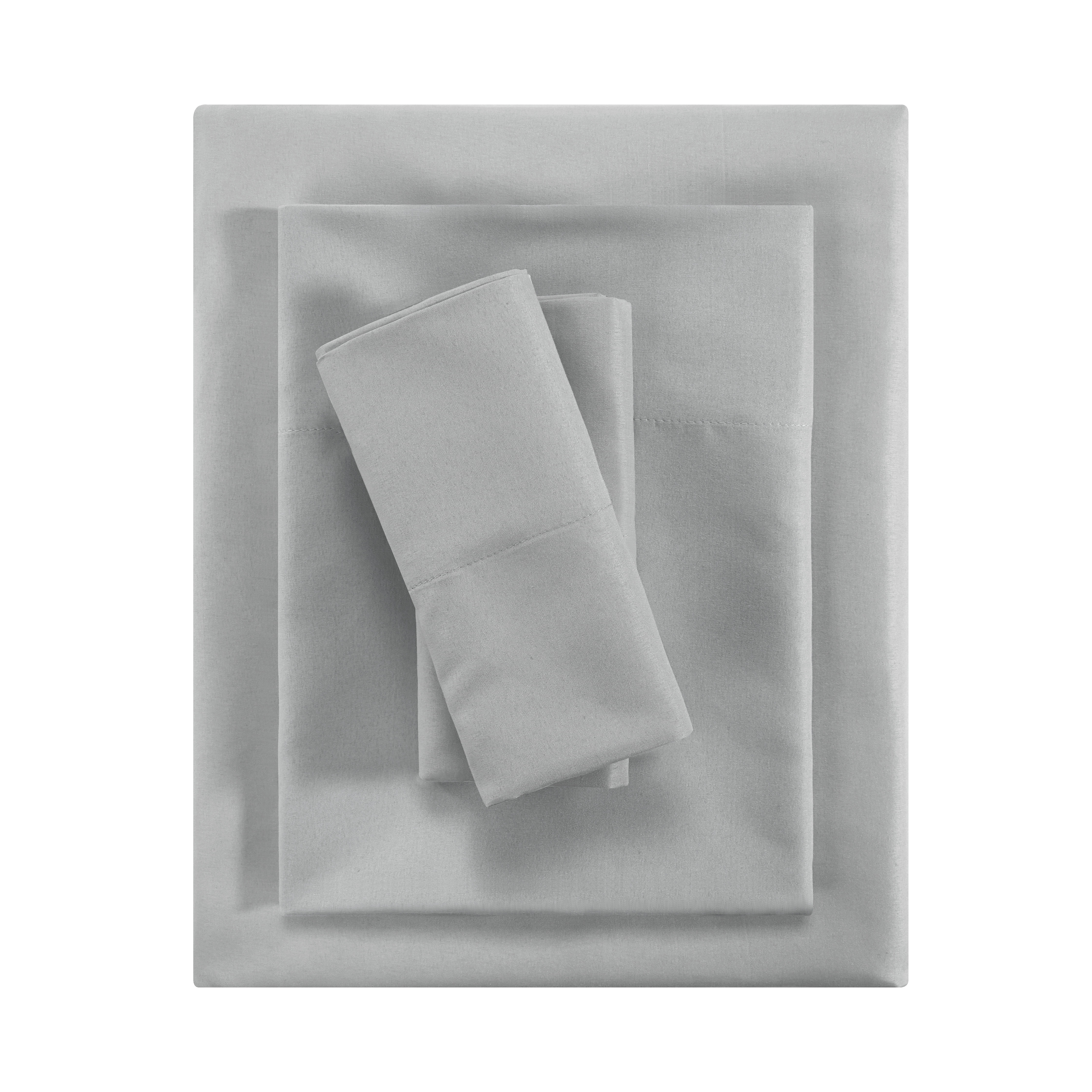 Well Being Antimicrobial Polyester Microfiber Super Soft 4-Piece Sheet Set, Grey, Queen