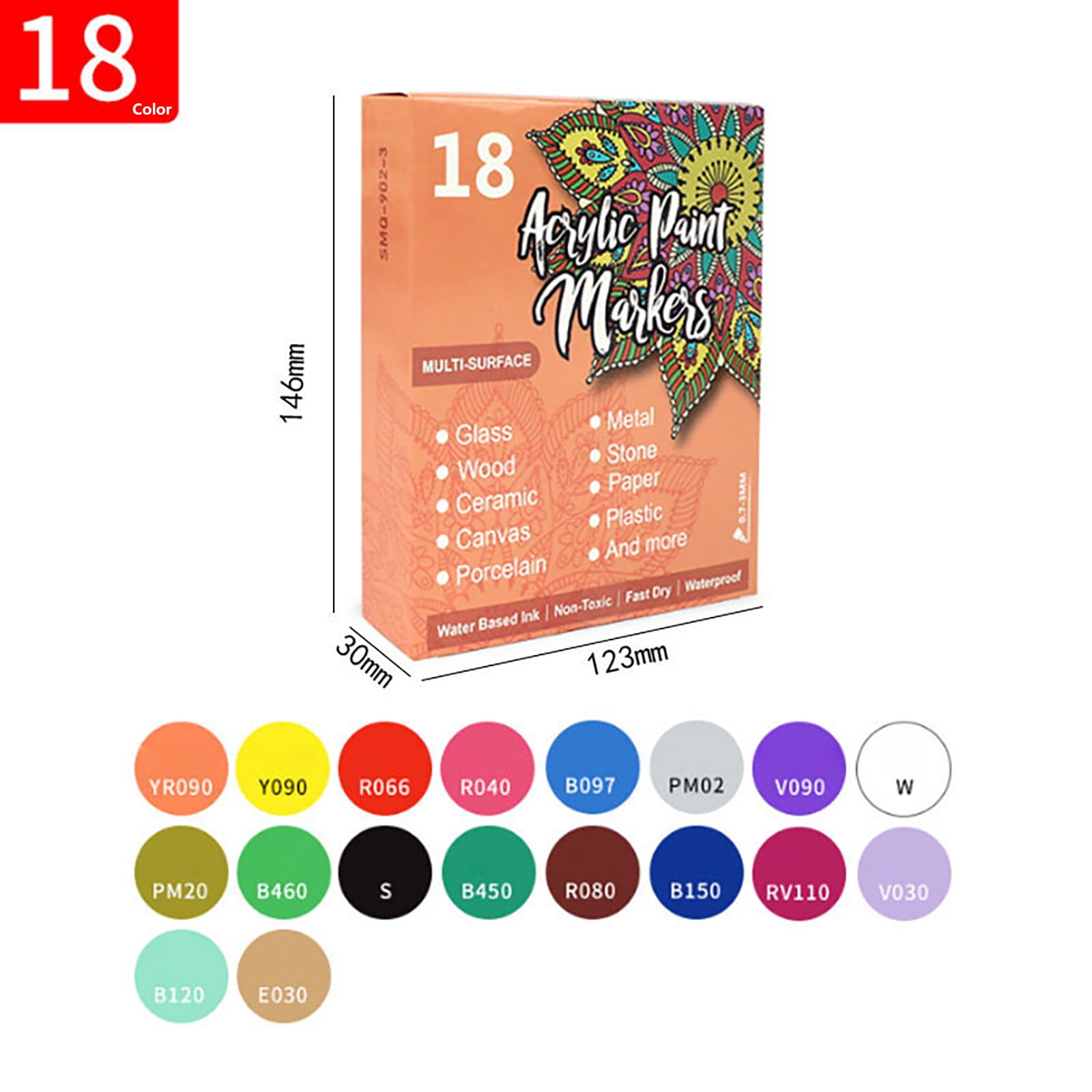 18 PC Nail Art Pens Set, Quick Dry Nail Art Markers Acrylic Paint Pens Kit, for Graffiti Dotting Drawing Painting Nail Point, Decoration Nail DIY Polish Pens(B)