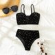 thumbnail image 4 of Conjunto de Bikini Gibobby para mujer traje de baño terciopelo dos piezas negro, 4 of 5