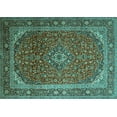 thumbnail image 1 of Ahgly Company Machine Washable Indoor Rectangle Medallion Turquoise Blue Traditional Area Rugs, 6' x 9', 1 of 4