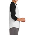 thumbnail image 3 of Mafoose Youth 3/4 Sleeves Colorblock Raglan Baseball Soft Jersey White/ Black YT200 L, 3 of 5