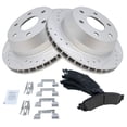 thumbnail image 2 of TRQ Rotor & Brake Pad Posi Ceramic Performance Drilled Slotted Rear Kit, 2 of 5