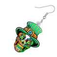 thumbnail image 4 of St. Patrick's Day Shamrock Acrylic Floral Sugar Skull Earrings Dangle Jewelry for Women Holiday Gift, 4 of 6