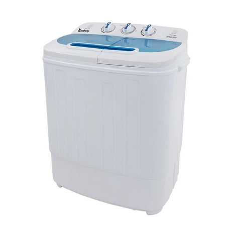 Washing Machine Combo Ktaxon 13.4lbs Portable Mini Washing Machine Compact Twin Tub Wash 7.9LBS+Spin 5.5LBS Capacity Washer Spin Dryer,White & Blue ()