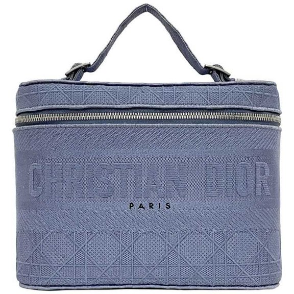 Pre-Owned Christian Dior handbag vanity bag light blue cannage f-20528 canvas... (Good)