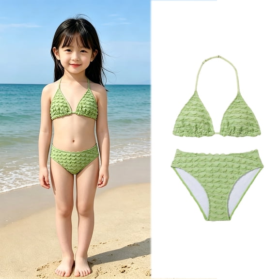 Bigetiay Girls 2 Piece Swimsuit Fashion Halter Neck Bikini Set with Adjustable Straps Bathing Suit Girls 13-14 Years