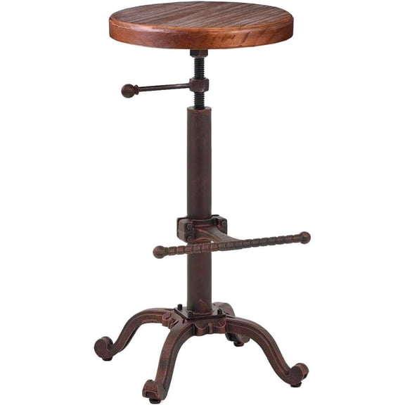Industrial Retro Vintage Farm Wooden Tractor Stool Kitchen Swivel Height Adjustable Bar Stool (Copper)