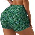 thumbnail image 1 of Balery Monstera Leaves Pantalones cortos de entrenamiento estampados para mujer, sin costuras, ajustados, para gimnasio, yoga, correr, deportes, ejercicio activo, fitness.-Large, 1 of 8