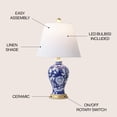 thumbnail image 7 of JONATHAN Y Grace 24" French Country Cottage Ceramic/Iron Floral Urn LED Table Lamp, Navy/White, JYL3009E, 7 of 7