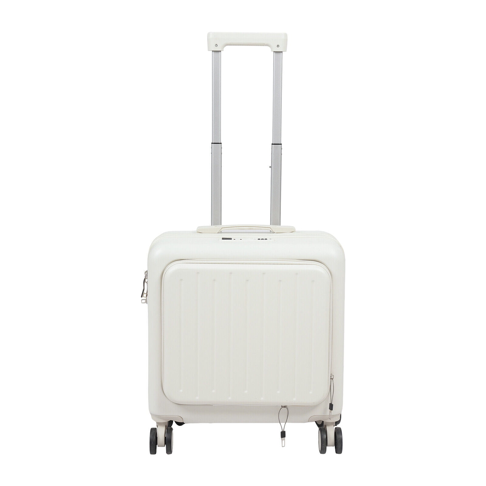 18 Inch Underseat Carry On Luggage with Wheels,Small Hard Shell Suitcase for Weekender,180° Top Opening Lightweight Travel Suitcase (White)
