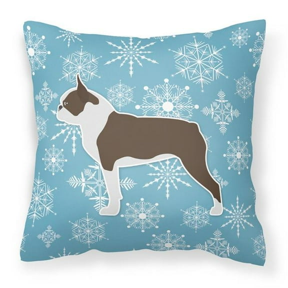 Winter Snowflake Dog Profile Art Fabric Decorative Pillow