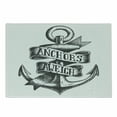 thumbnail image 1 of Anchor Cutting Board, Tattoo Style Navy Sketch with Ribbon and Vintage Lettering Insignia, Decorative Tempered Glass Cutting and Serving Board, Small Size, Charcoal Grey White, by Ambesonne, 1 of 1