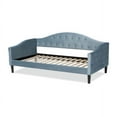 thumbnail image 4 of Baxton Studio Benjamin Modern and Contemporary Light Blue Velvet Fabric Upholstered and Dark Brown Finished Wood Full, 4 of 7