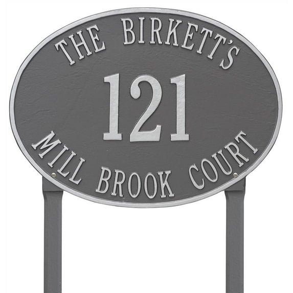 Whitehall 2921PS Hawthorne Oval - Estate Lawn - Three Line in Pewter/Silver 19X14X0.375