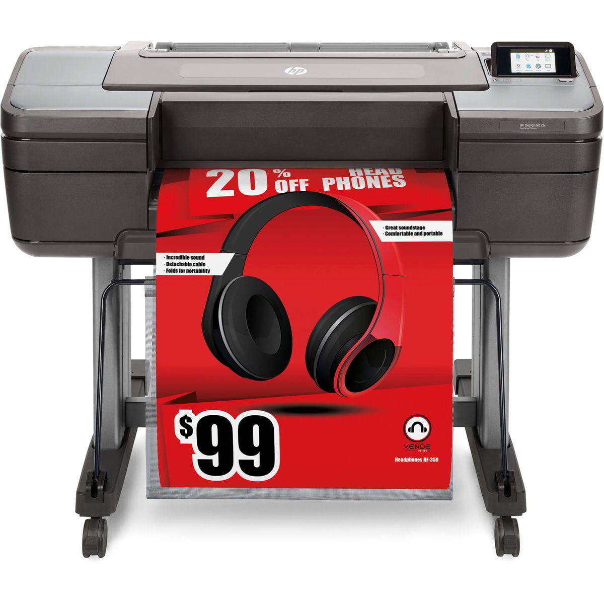HP DesignJet Z6 Large Format PostScript Graphics Printer, 24" Inkjet, Advanced Security Features