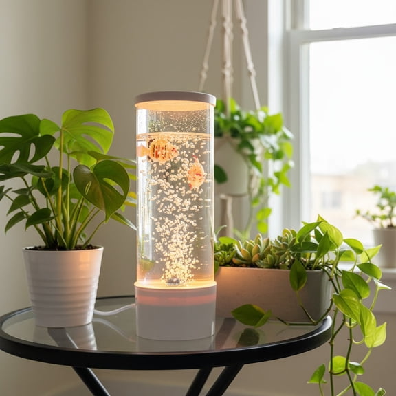 1 PCS Bubble Fish Lamp Aquarium Fish Tank Light Mood Light Cool Gift Color Changing 3 Floating Fake Fish Aesthetic Home Office End Table Decor Gaming Room Auto Colo