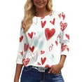 thumbnail image 3 of Resicozy Valentines Shirts for Women Fashion 2026 Cute Love Heart Printed Tunic Tops Plus Size Casual Spring 3/4 Sleeve Blouses White 2XL, 3 of 5