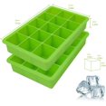 thumbnail image 5 of Bandeja duradera de gran tamaño, fácil liberación, paquete de 2 bandejas de cubitos de hielo flexibles, verde, perfectas para bebidas, cubitos de hielo de fusión lenta, reutilizables y sin BPA,, 5 of 5