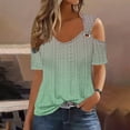 thumbnail image 2 of Jewelreauty Cold Shoulder Tunic Tops for Women Casual V Neck Eyelet Blouses Summer Loose Shirts, 2 of 5