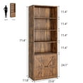 thumbnail image 4 of COZONY 6-Shelf Bookcase with Doors, 71" Tall Industrial Farmhouse Bookshelf, Deep Wooden Display Storage Shelves for Bedroom, Living Room, Office, Retro Color, 4 of 8