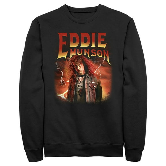 Netflix Men's Stranger Things Eddie Munson Metalhead Sweatshirt Black Large