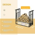 thumbnail image 4 of SHIJIULOU Étagère à Bûches en Bois Robuste Design Vintage avec 4 Outils, Noir, 4 of 9